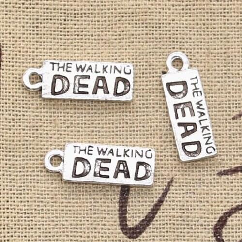 12pcs Charms The Walking Dead 21x7mm Antique Making Pendant fit,Vintage Tibetan Silver color,DIY Handmade Jewelry