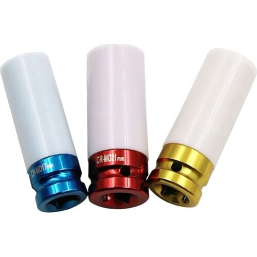 17mm/19mm/ 21mm Colorful Sleeve Tire Protection Sleeve Wall Deep Impact Nut Socket High-carbon Steel Wheel