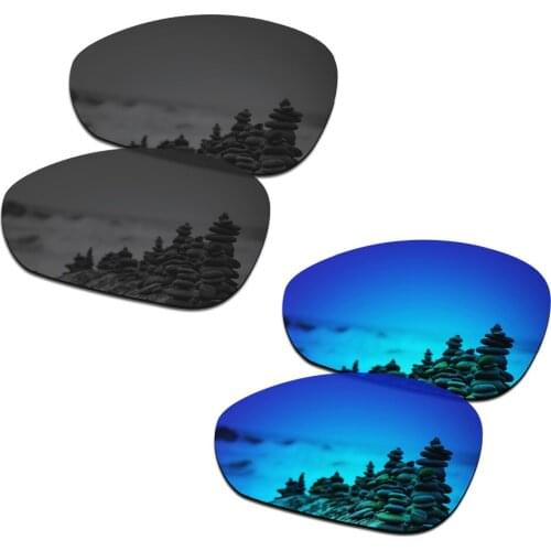 SmartVLT 2 Pairs Polarized Sunglasses Replacement Lenses for Oakley Crosshair 1.0 (2005) Stealth Black and Ice Blue