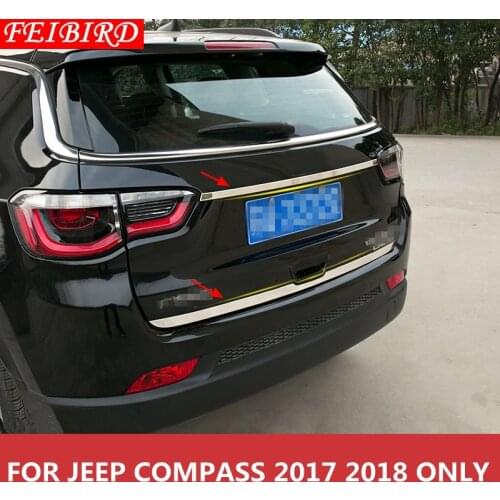 304 STAINLESS STEEL Accessories For Jeep Compass 2017 2018 Rear Trunk Tailgate Door Tail bottom Lid Streamer Molding Cover Trim