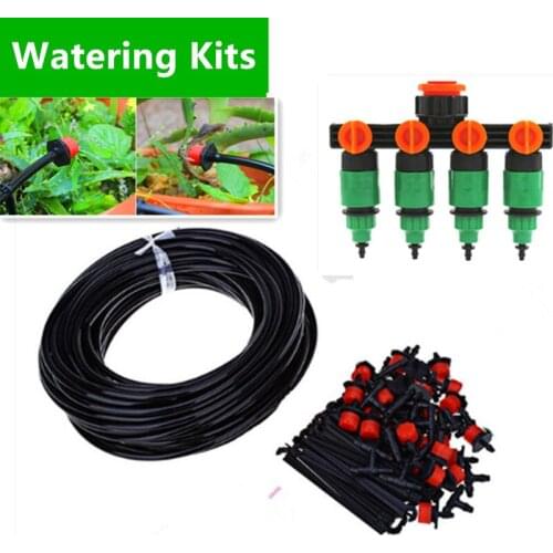 50m Garden Diy Mini Drip System 4pcs Interface Plant Automatic Watering Garden Hose Set Dripper Watering Irrigation Set