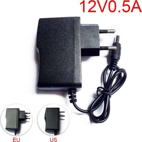 AC to 100 - 240V DC Power Adapter Supply Charger Charging adapter 12V 0.5A 500mA US EU Plug 5.5mm x 2.1mm for LED Strip Light