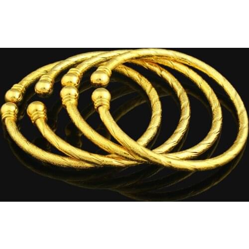 Adixyn 4pcs Free Size Women Dubai Gold Bangle Gold Color Fashion Bracelet Bangle Middle East/ African/ Arabic/Ethiopian Jewelry
