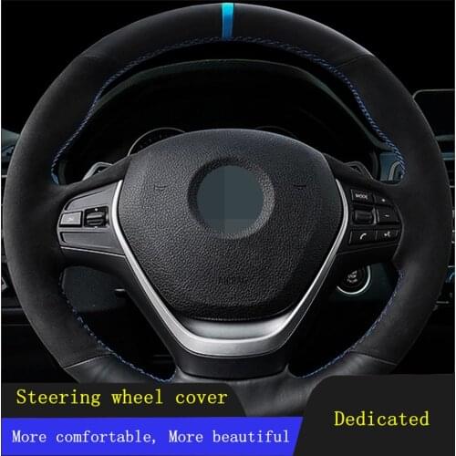 DIY Car Steering Wheel Cover Black Hand-stitched Comfortable And Soft Suede Leather For BMW F20 F23 F31 F34 F21 F22 F30