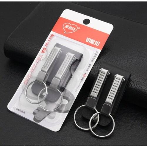 Men Leather Belt Loop Keychain with 2 Detachable Clips Key Ring Belt Key Ring Holder Belt Key Chain Fashion Jewelry