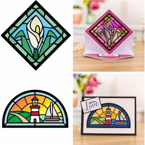 Flower Foliage Nesting Square Boat Shore Beacon Cutout Cutting Dies DIY Crafts Paper Cards Making Template 2020 New