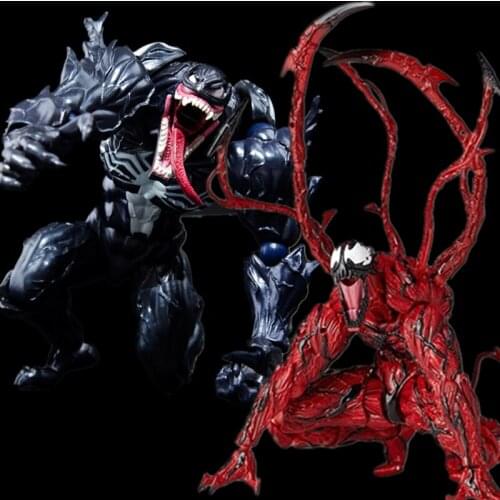 18CM Venom YAMAGUCHI Revoltech Marvel Venom Black Red Carnage Action Figure Model Toys Boys Gifts