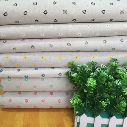 Floral Printed Cotton Linen Fabric DIY Sewing Canvas Material Beige Linen Cotton Fabric Cloth For Curtain Tablecover Pillowcase
