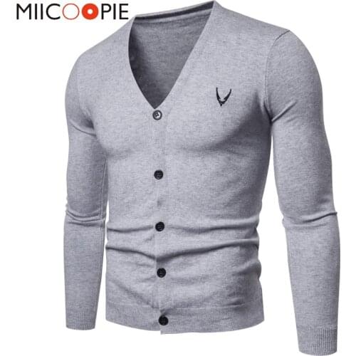 Cardigan Men Grey Sweater Pull Homme Korean Clothes Fashion Brand Men Embroidery V-neck Knitwear Slim Casual Business Sweater