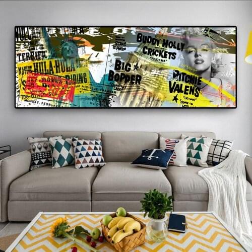Graffiti Character City Building Impression Canvas Painting Abstract Prints and Posters Wall Art Pictures for Living Room Decor