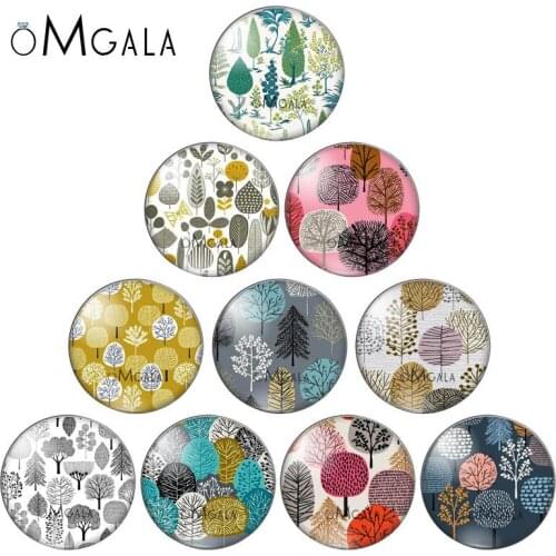 New Vitality Tree Plants Art Paintings 10PCS 12mm/18mm/20mm/25mm Round photo demo glass cabochon flat back Making findings