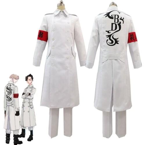 Anime Tokyo Revengers Cosplay Costume Unisex Adult Party Suit Long Trench Pants Red Armlet Gloves Halloween Uniforms Custom Made