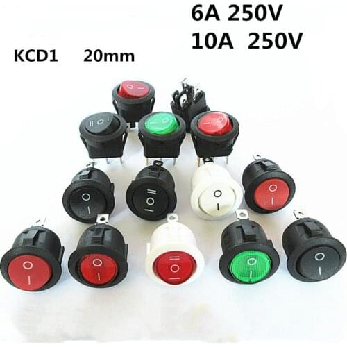 SPST 6A 250V 10A 125V AC ON-OFF Round Switch 12V Led Rocker Switch Led Dot Light LED Illuminated Car Dashboard Dash Boat Toggle