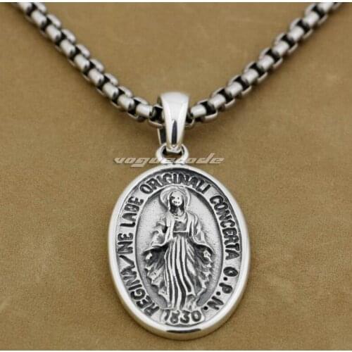 LINSION Virgin Mary JESUS 925 Sterling Silver Charms Pendant 8Q012