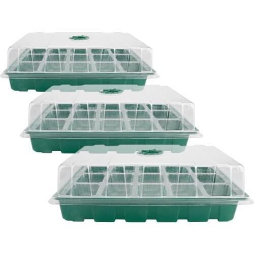 Seed Starter Tray Plant Growing Trays Germination Plastic Transparent Breathable 15 Hole Propagator Flower Seedling Pots