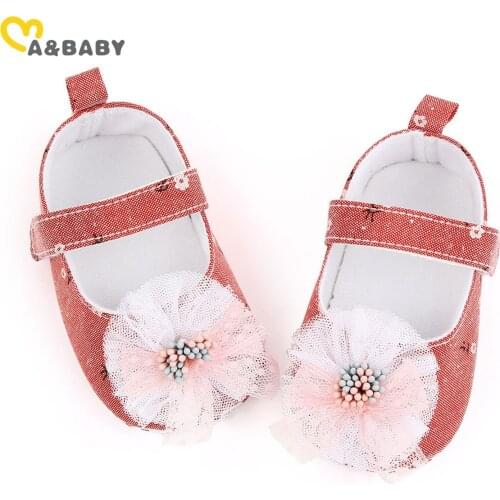 Ma&Baby 0-18M Spring Autumn Newborn Infant Baby Girls Lace Flower Bow Shoes Cute First Walkers For Baby Girl