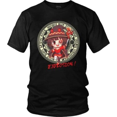 Megumin Konosuba Explosion Magic T-shirt Men Graphic T Shirt Short Sleeve Japan Novel Tshirt 100% Cotton Tee Top Clothes