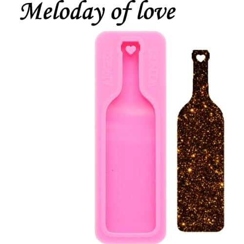 Fashion jewelry Shiny Wine bottle shape moulds for keychain DIY resin keyring decoration silicone custom mold DY0191