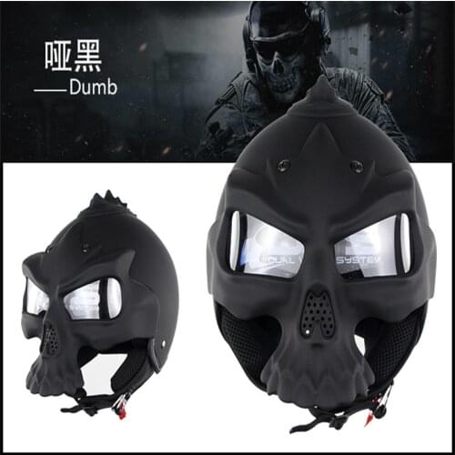Soman Brand Skull Motorcycle helmet Double Lens Harl half face helmet Motorbike Capacetes Casco Retro Casque SM689