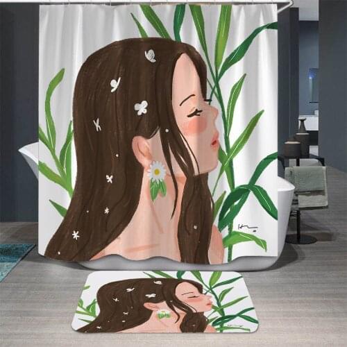 Cartoon Anime Character Women Printed Shower Curtains Frabic Waterproof Polyester Bathroom Curtain With Hooks cortina de baño