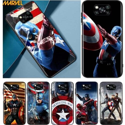 Captain America Marvel for Xiaomi Poco X3 NFC X2 M3 M2 F2 F3 Pro C3 F1 A2 Lite Mix3 Play Silicone Soft Black Phone Case