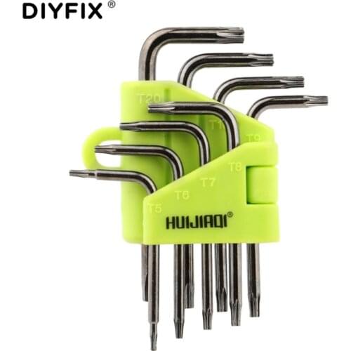 DIYFIX Portable Torx Key Star Wrench Screwdriver Kit T5 T6 T7 T8 T9 T10 T15 T20 for Macbook/Xbox one/PS4/HDD Repair Tools Kit
