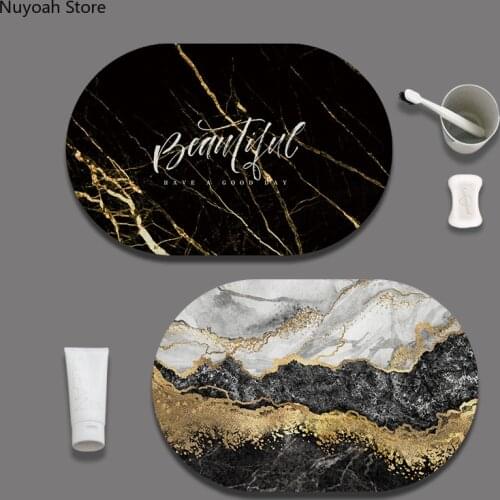 Nordic Marbled Diatom Mud Mat Household Water Absorbent Quick-drying Foot Mat Rectangular Mat Bathroom Decoration Accessories