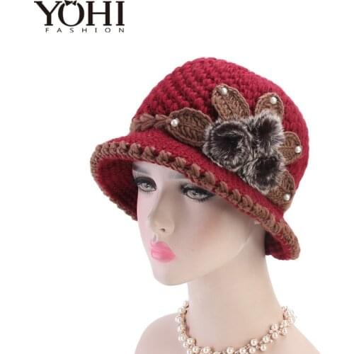 New luxury wool knitted hats Three rabbit hair ball handmade wool basin caps Outdoor Casual Cap Ski Warm Hat