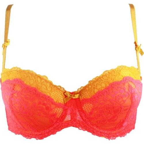 New Orange Bow Decoration Lace Flower Back Clips Sexy Bra for women/female/lady, Fashion Lingerie Underwear BRB008B