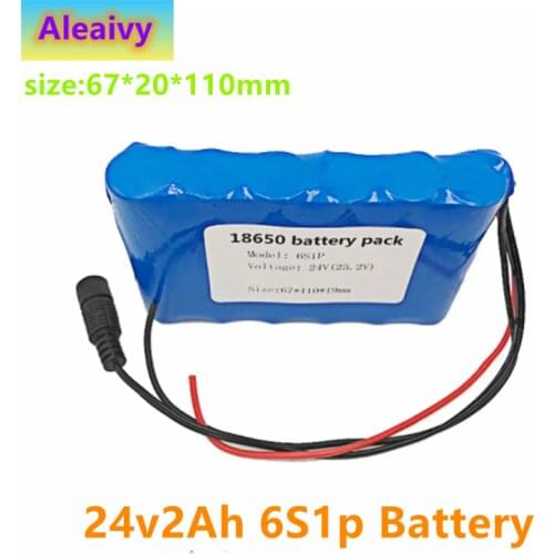 2020 NEW 18650 24V 2AH 6S1P Rechargeable Lithium Ion ble Battery for Small Motor Motors / LED Strip Protection