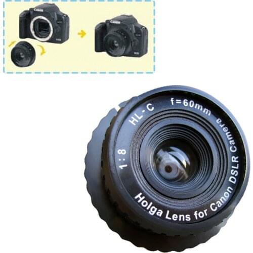 2020 NEW Holga HL-C 60 mm f/8.0 Lens For Canon DSLR SLR Camera Black Parts Cameras Accessory