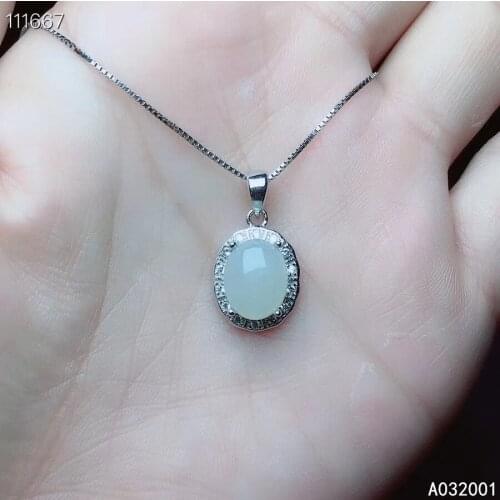 KJJEAXCMY fine jewelry natural white jade 925 sterling silver new women pendant necklace support test luxury noble