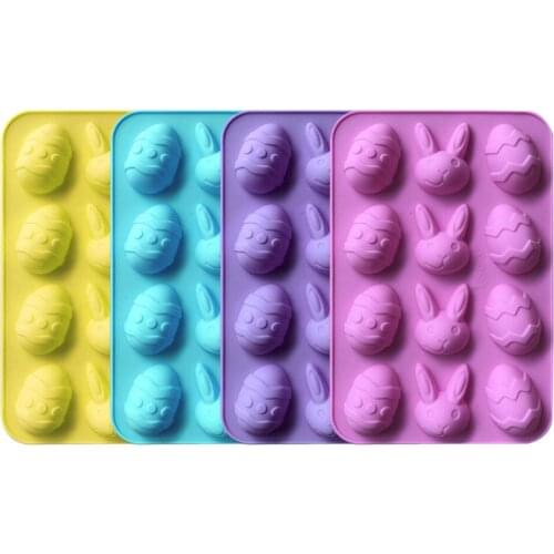 6/10/ 12 Cavity Easter Egg and Easter Series Bonus Baking Easter Candy Bunny Shape Silicone Cake Chocolate Mold Fondant Cook