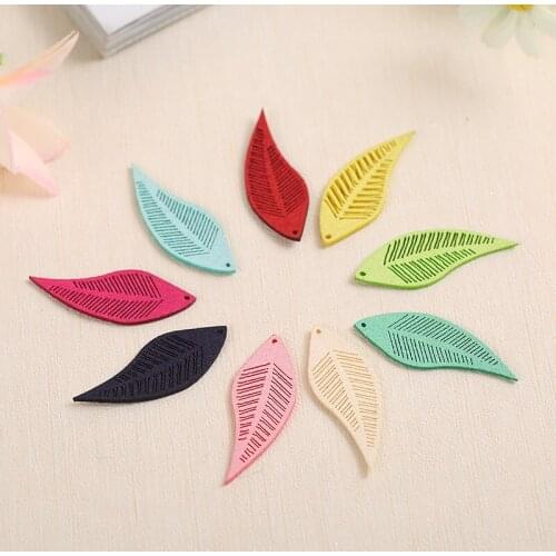 10pcs 17*43mm Leather Leaf Tassel Pendant Handmade Diy Accessorieskeychain Hair Bow Accessories Crafts Materials