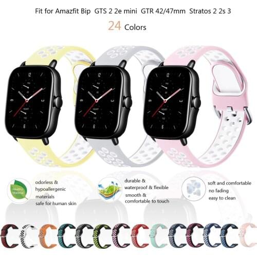 Silicone Strap For Amazfit GTS 2 2e mini Bip/bip lite Bracelet for amazfit GTR 47mm 42mm 2/2e pace stratos 2/2s/3 Watchband belt