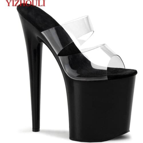 Sexy 8 inch heels.Summer 20cm slipper, lacquered soles transparent vamp, party shoe club, pole dancing shoes