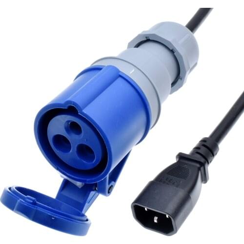 IEC320 C14 to IEC 309 316C6 Power cord,Plug a Device with 316P6 Inlet Plug into IEC C13 Outlet connector,IP44,1.5mm gauge,1-9m