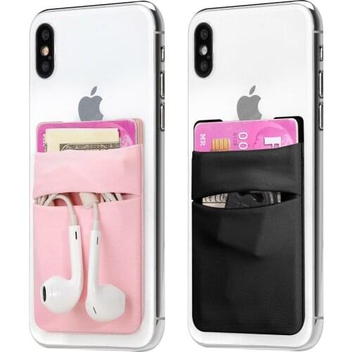 58*88mm Fashion Creative silicone Cell Phone Wallet Case Women Men Credit ID Card Holder Business Pocket Stick 3M Adhesive