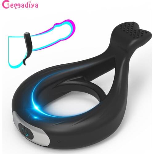 Silicone Vibrating Ring Penis Vibrator Massager Delay Ejaculation Mini Bullet Vibrator Erection Cock Lock Ring Sex Toys for Men