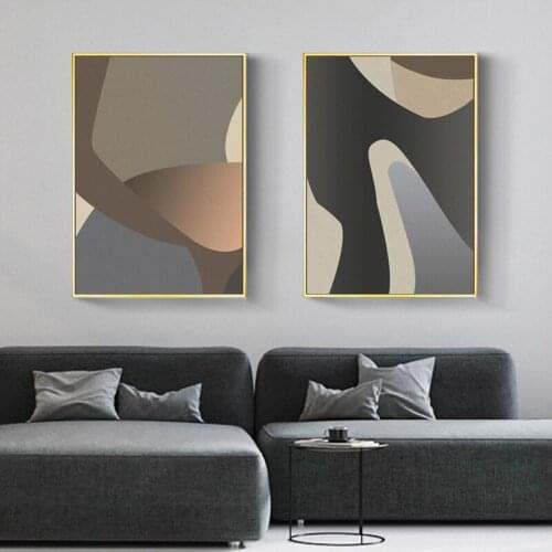 Modern Painting Minimalist Black Gray Wall Art Abstract Canvas Poster Print Industrial style Decor Wall Pictures for Living Room