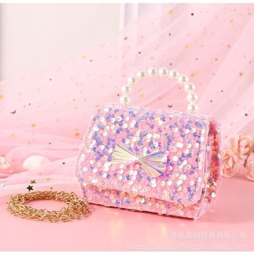 2021 Cute Pearl Ladys Handbags Crossbody Bag Butterfly Bow Messenger Bags Pearl Handle Chain Strap Purses Sparkle Cosmetic Bags