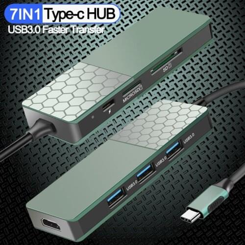 8IN1 USB C Hub To USB 3.0 PD charger RJ45 LAN SD TF Slot HDMI Compatible VGA Adapter for Macbook Pro PC Accessories Type C HUB