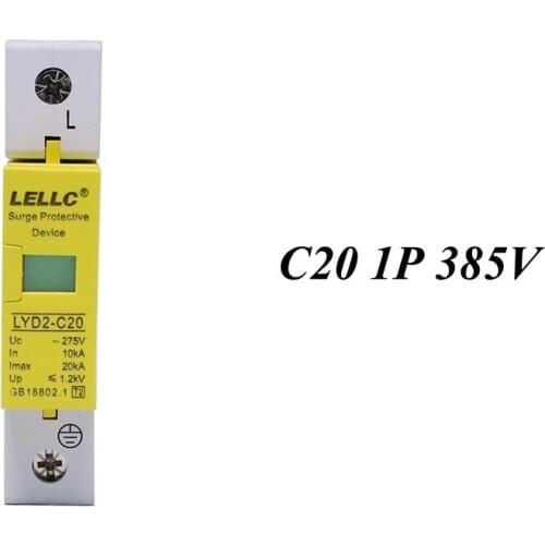 Hot sale C20-1P 10KA~20KA ~385V AC SPD House Surge Protector Protective Low-voltage Arrester Device Lightning protection