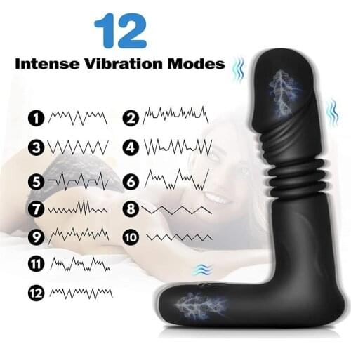 Thrusting Vibrating Anus Massager Heating Telescopic Butt Dildo Vagina Prostate G Spot Stimulate Sex Toy Anal Plug For Women Men