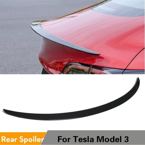 ABS Glossy Black Carbon Look Rear Trunk Spoiler Boot Lip Wing Spoiler For Tesla Model 3 2017 - 2019
