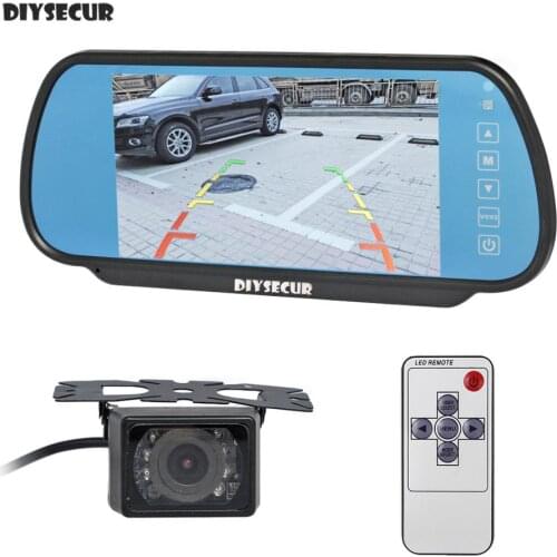 DIYSECUR 7" LCD Display Rear View Mirror Car Monitor + IR Night Vision Car Camera Parking Assistance System Kit