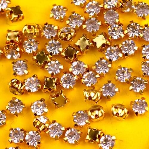 Gold Claws Flat Back White Rhinestone For Clothes Decoration Stones And Crystals Strass Applique Strass Crystals For Crafts