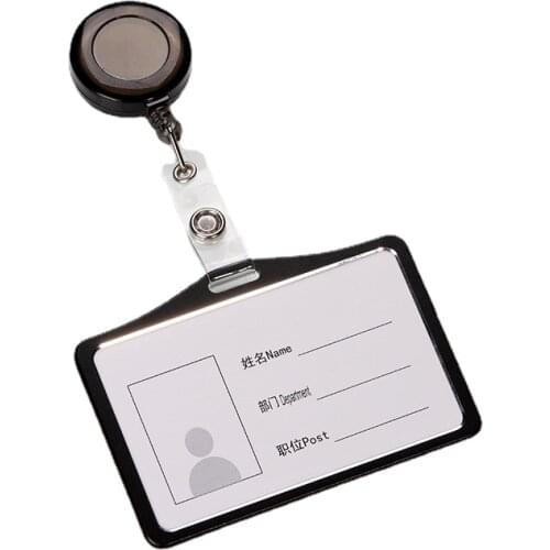 1pc Metal Staff Work Card Holder with Retractable Badge Reel ID Name Employees Card Badge Case Cover Students Bus Card Sleeve