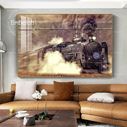 1 Pieces Still Life Vintage Old Train On Track Cool Wall Pictures Modern Home Decor HD Canvas Paintings For Living Room Posters