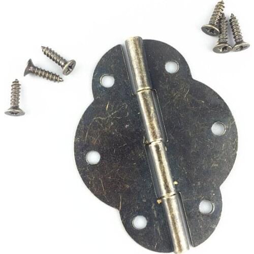 10pcs 180 degrees Furniture hinge 46 * 35mm Packing box accessories Archaize oval hinges door hinge Lace hinges 6 hole